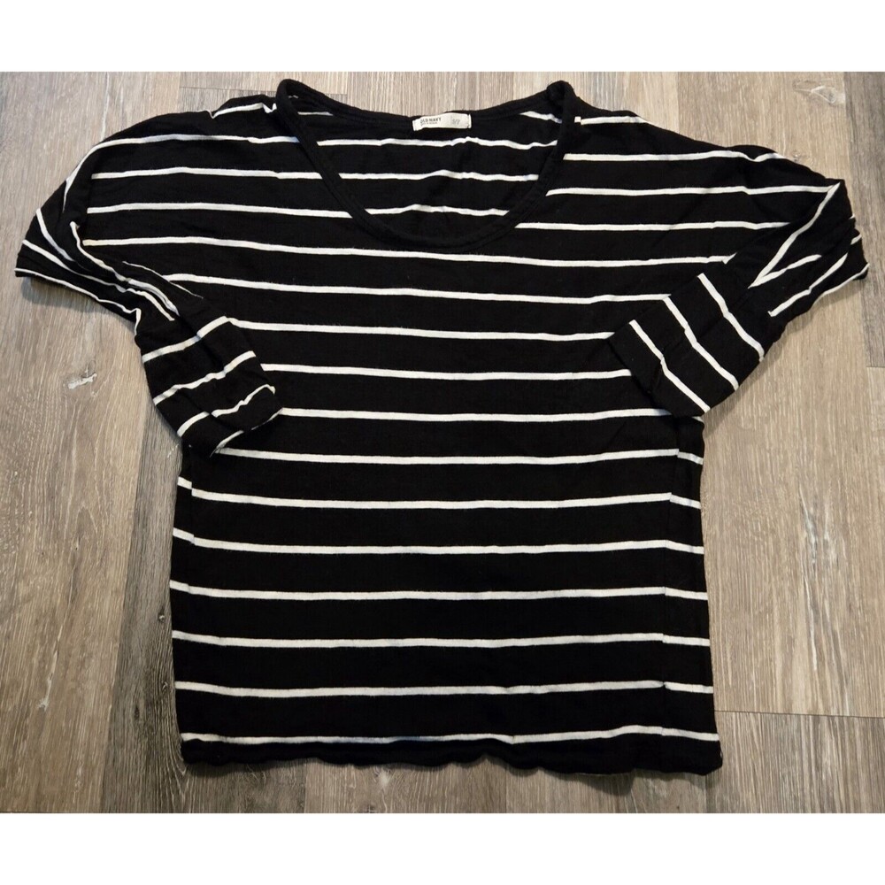 Old Navy womens small‎ black and white Striped 3/4 Sleeve loose